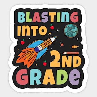 Blasting Into 2nd Grade Rocket Ship Back To School Cute Sticker